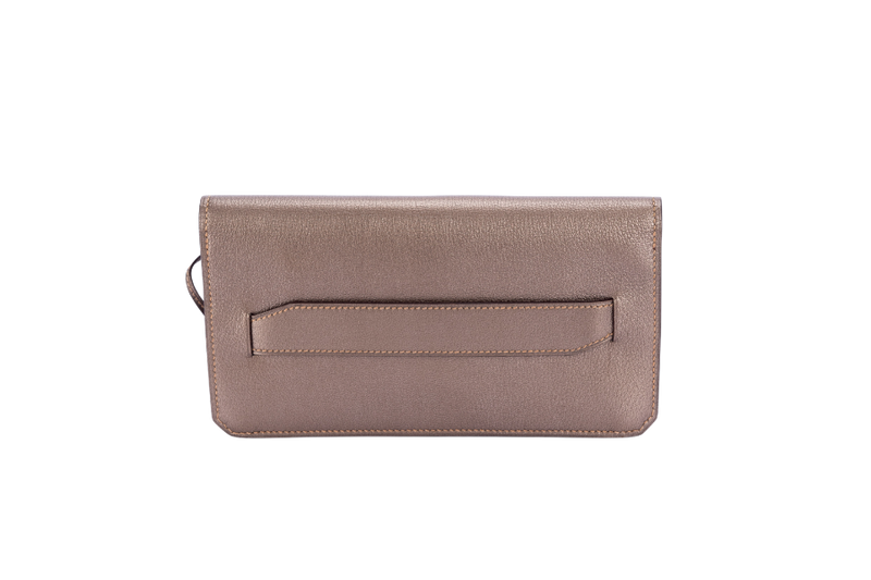 Hermes Clutch Metallic Grey Clutch with Mirror & Box
