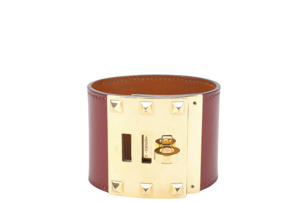 HERMES KELLY DOG BRACELET ROUGH H SWIFT LEATHER WITH GOLD HARDWARE STAMP T (YEAR 2015)