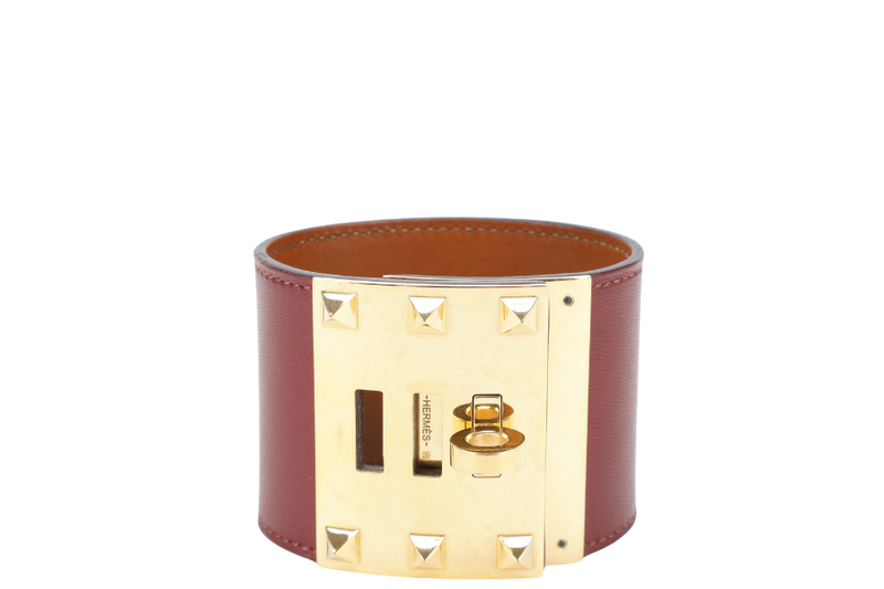 HERMES KELLY DOG BRACELET ROUGH H SWIFT LEATHER WITH GOLD HARDWARE STAMP T (YEAR 2015)