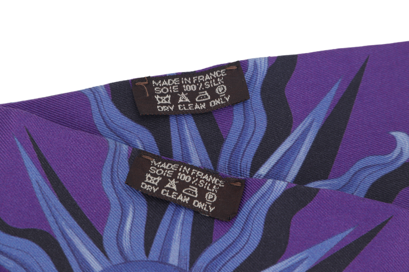 HERMES BLUE SUN PURPLE WITH VERT ANIS SILK TWILLY 1 PAIR NO BOX