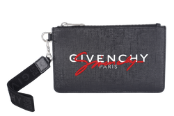 GIVENCHY ZIPPED POUCH 20 BLACK LEATHER SILVER HARDWARE NO DUST COVER