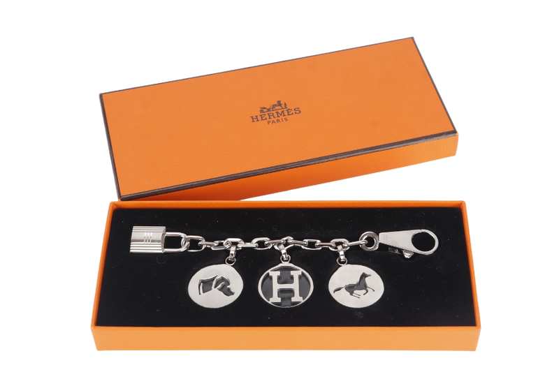 HERMES BRELOQUE OLGA BAG CHARM SILVER WITH BOX