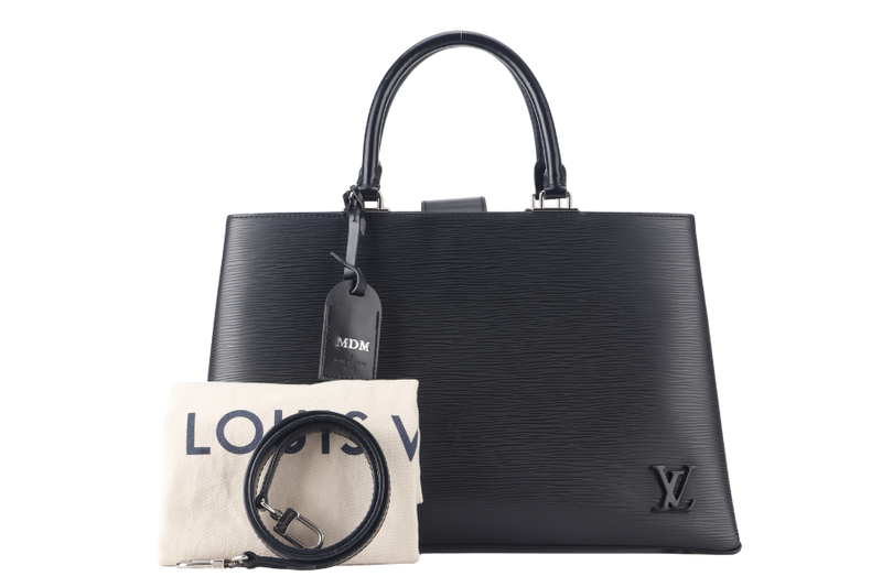 LOUIS VUITTON KLEBER MM BLACK EPI LEATHER SILVER HARDWARE WITH DUST COVER