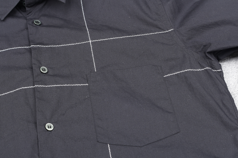 COMME DES GARCONS BLACK LONG SLEEVE SHIRT WITH WHITE LINES STITCHES SIZE XL