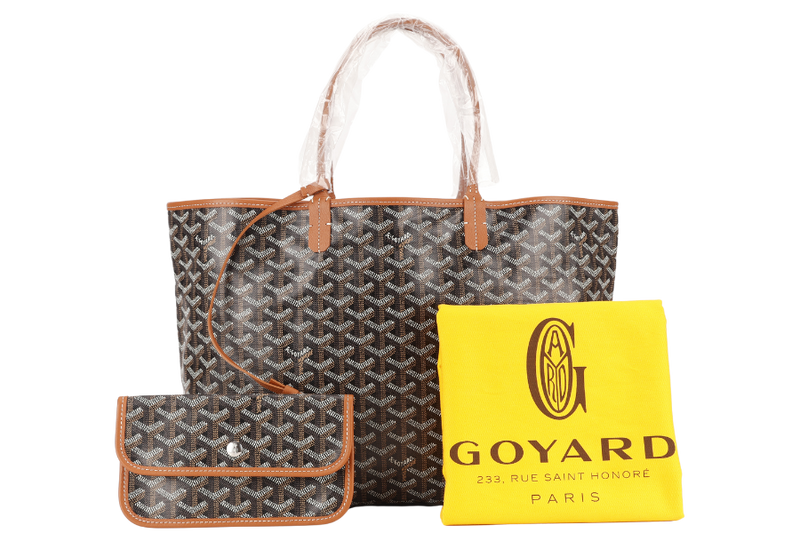 GOYARD SAINT LOUIS PM BAG BLACK AND TAN COLOR WITH DUST COVER