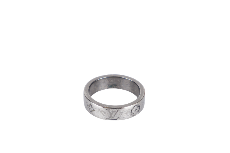 LOUIS VUITTON THIN RING M1181L SIZE L SILVER 925 BLACK IT AK1294