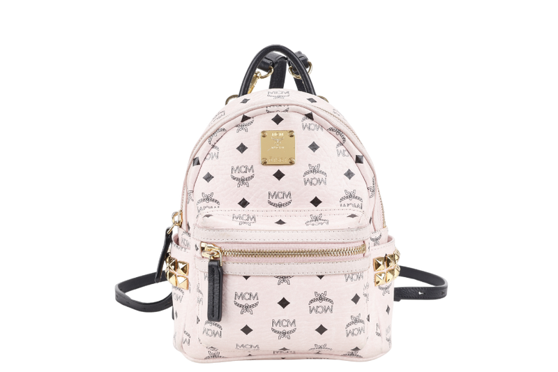 MCM PINK VISETOS STARK BACKPACK WITH STRAPS AND CARD NO DUST COVER