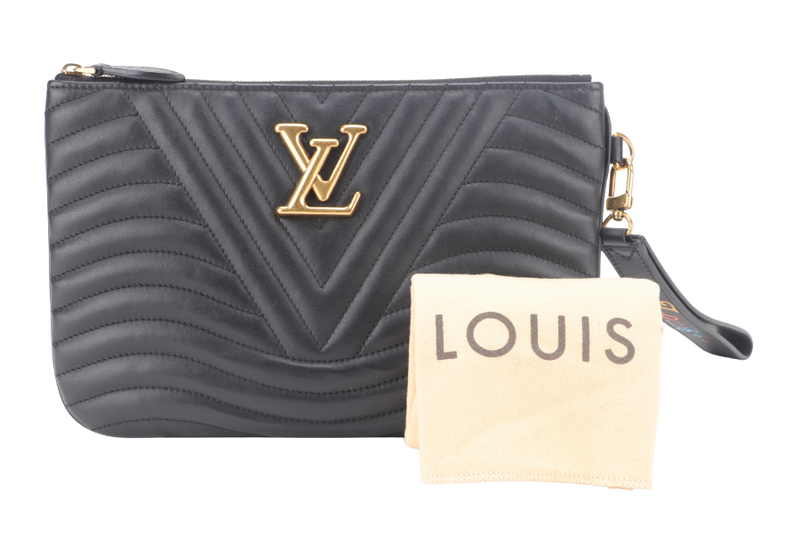 LOUIS VUITTON M63943 NEW WAVE POCHETTE BLACK CALF LEATHER WITH DUST COVER