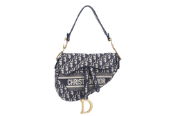 CHRISTIAN DIOR SADDLE BLUE EMBROIDERY OBLIQUE WITH DUST COVER