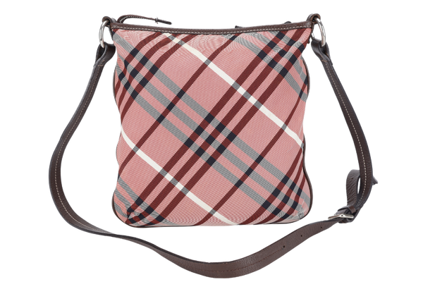 BURBERRY BLUE LABEL NOVA CHECK CROSSBODY BAG PINK CANVAS SILVER HARDWARE NO DUST COVER