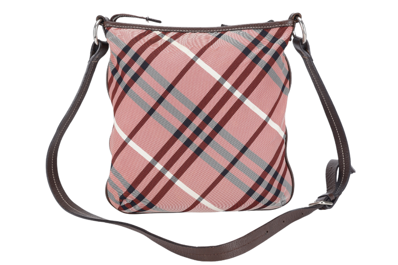 BURBERRY BLUE LABEL NOVA CHECK CROSSBODY BAG PINK CANVAS SILVER HARDWARE NO DUST COVER