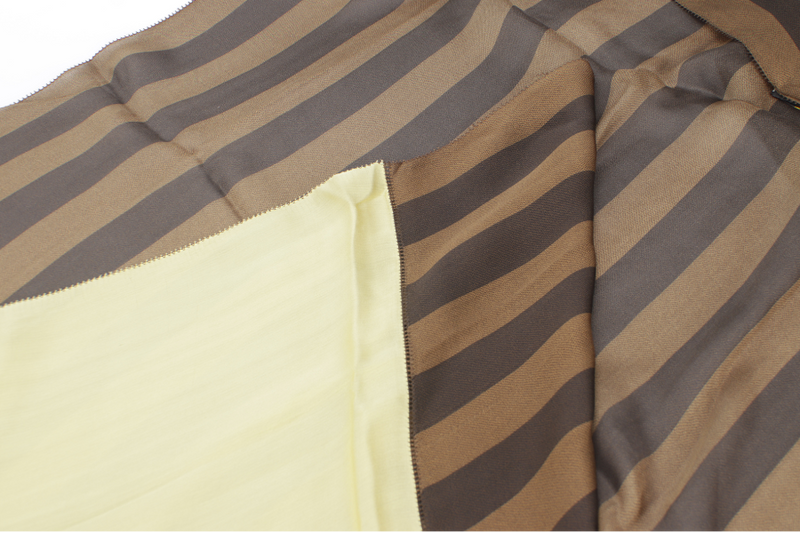 FENDI BROWN LINES WITH YELLOW COLOR SILK SCARF 172CMx66CM