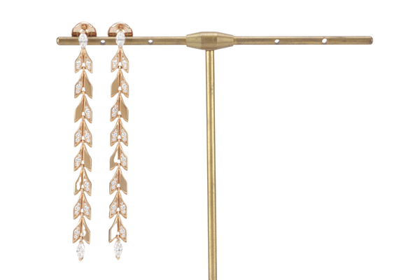 TIFFANY & CO EARRING VINE DROP IN YELLOW GOLD 18K WITH DIAMONDS WITH RECEIPT AND BOX