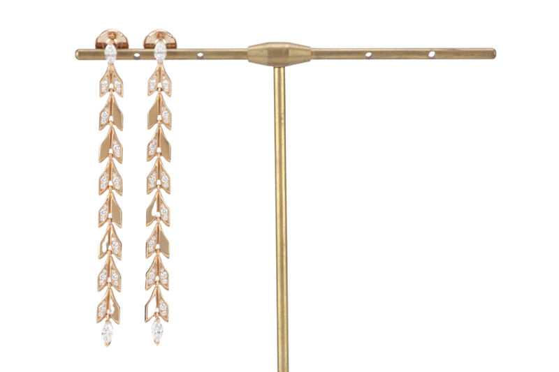 TIFFANY & CO EARRING VINE DROP IN YELLOW GOLD 18K WITH DIAMONDS WITH RECEIPT AND BOX