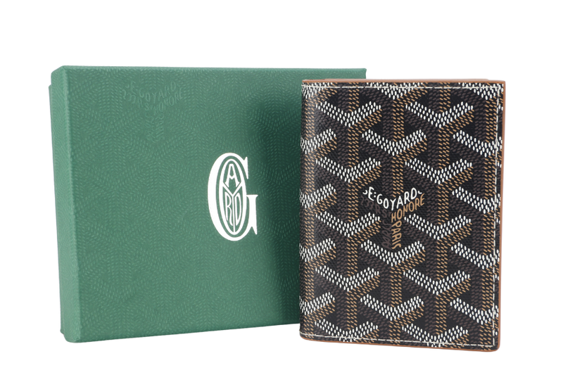 GOYARD SAINT-MARC CARD WALLET BLACK AND TAN COLOR WITH BOX