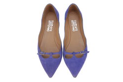 SALVATORE FERRAGANO PATTY C BLUE SUEDE POINTED TOE BALLERINA FLAT SIZE 8.5