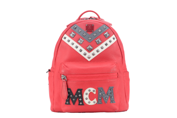 MCM CAPSULE COLLECTION x EKOCYCLE BACKPACK RED CALFSKIN LEATHER SILVER HARDWARE NO DUST COVER