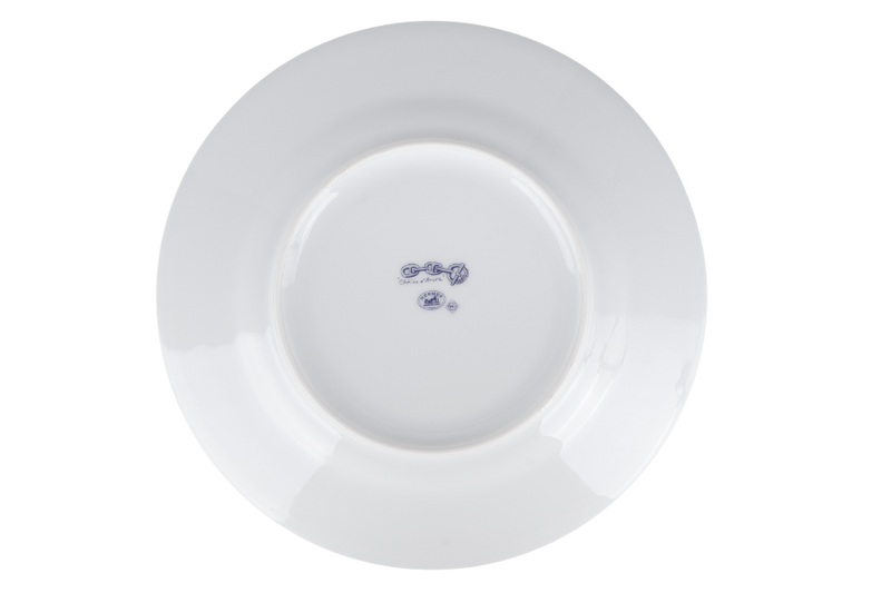 HERMES CHAINE D'ANCRE PORCELAIN ROUND PLATE WITH BOX