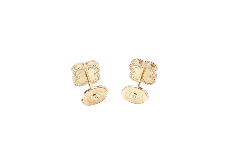 VAN CLEEF & ARPELS SWEET ALHAMBRA BLACK ONYX EARRINGS 18K YELLOW GOLD 2.6G 187109 WITH POUCH
