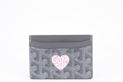 GOYARD SAINT-SULPICE GREY CARD HOLDER WITH PINK HEART WITH BOX