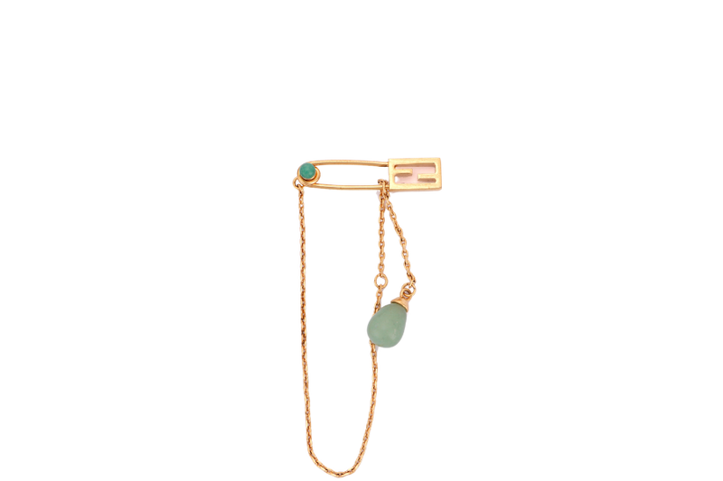 FENDI BAGUETTE CHARMS BRACELET, LIGHT GREEN ENAMEL & GOLD PLATED, NO DUST COVER & BOX