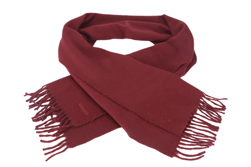 HERMES CASHMERE MAROON MUFFLER 144 X 39CM