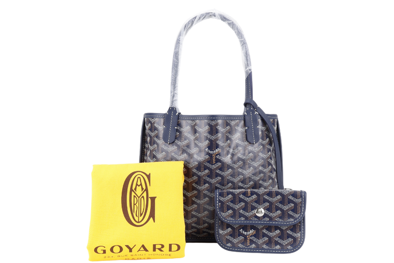 GOYARD MINI ANJOU NAVY BLUE GOYARDINE WITH POUCH WITH DUST COVER
