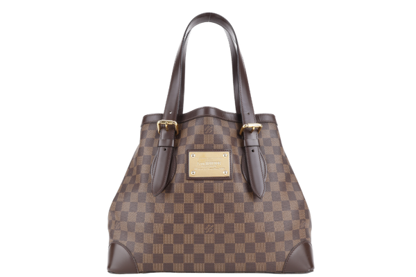 LOUIS VUITTON HAMPSTEAD MM SHOULDER BAG DAMIER EBENE CANVAS GOLD HARDWARE WITH DUST COVER