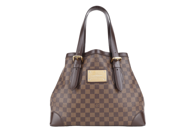 LOUIS VUITTON HAMPSTEAD MM SHOULDER BAG DAMIER EBENE CANVAS GOLD HARDWARE WITH DUST COVER