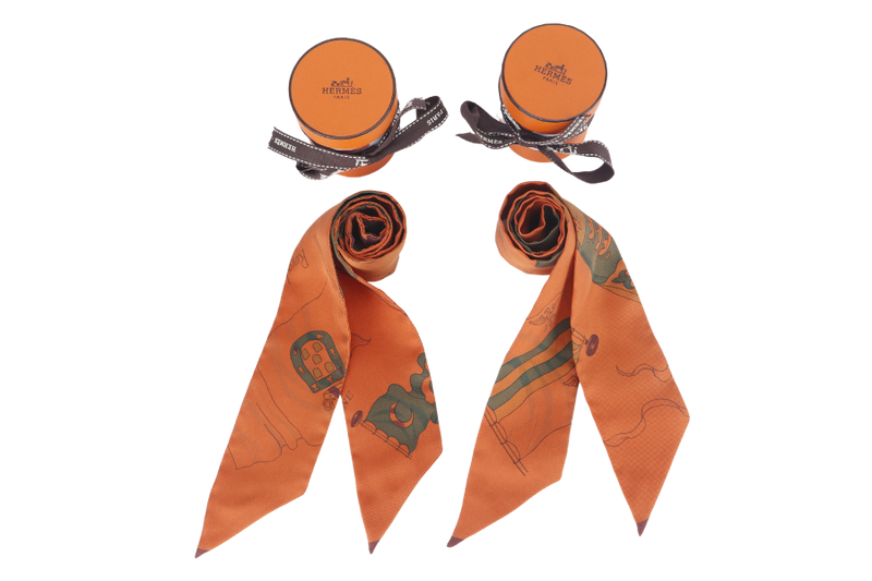 HERMES DES GALERES DE MALTE SILK TWILLY 1 PAIR WITH BOX