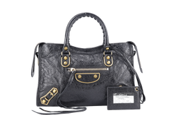 BALENCIAGA CITY SMALL BLACK LEATHER GOLD HARDWARE NO DUST COVER