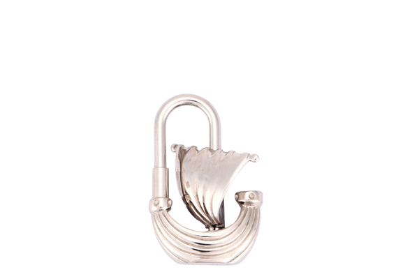 HERMES SILVER PLATED SAILBOAT CADENA LOCK CHARM WITH BOX