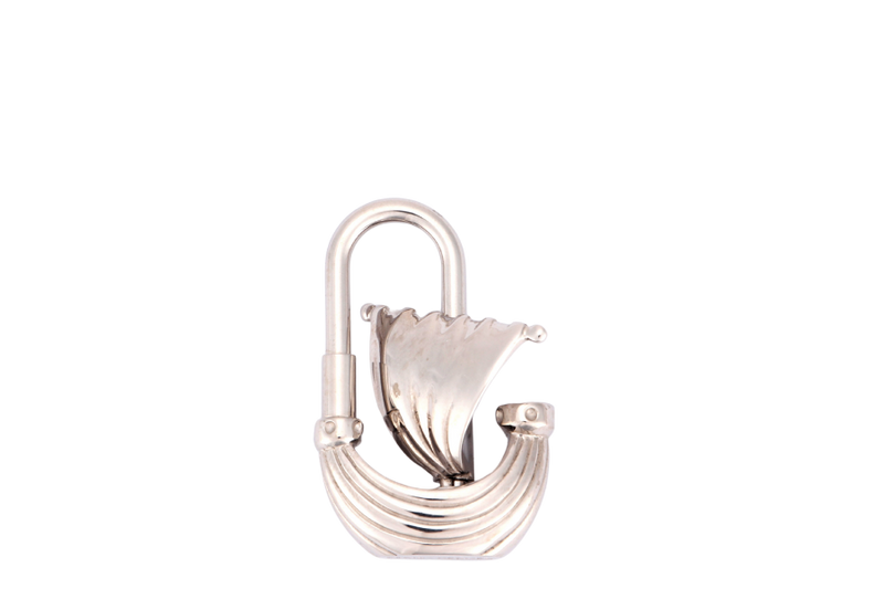 HERMES SILVER PLATED SAILBOAT CADENA LOCK CHARM WITH BOX