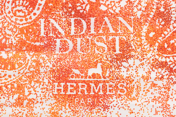 HERMES SILK SCARF INDIAN DUST ORANGE WITH BOX