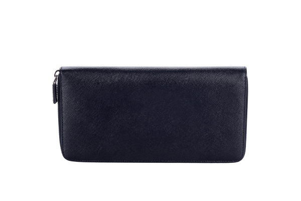 Prada 黑色 Saffiano 大号拉链钱包