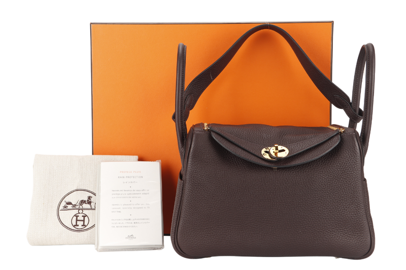 HERMES LINDY 26 ROUGE SELLIER CLEMENCE GOLD HARDWARE STAMP Z (YEAR 2021) WITH DUST COVER, RAINCOAT AND BOX