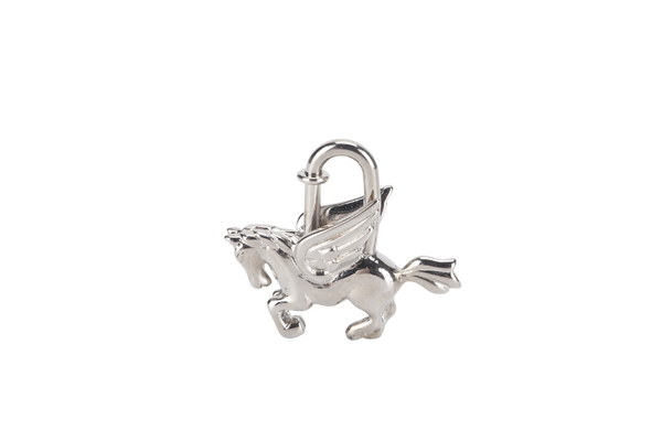 HERMES SILVER PLATED PEGASUS CADENA LOCK CHARM WITH BOX