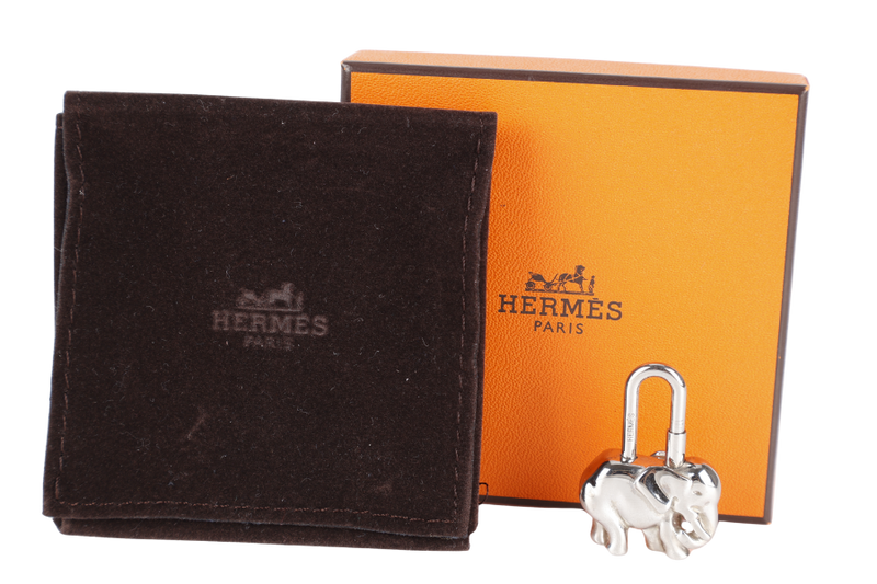 HERMES SILVER ELEPHANT LOCK WITH BOX