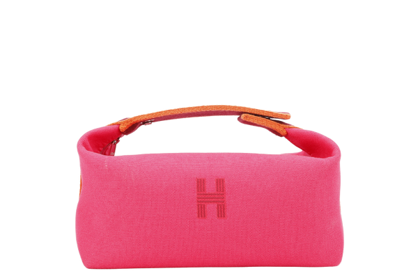 HERMES BRIDE A BRAC TRAVEL CASE TOILE PM HIBISCUS COLOR NO DUST COVER