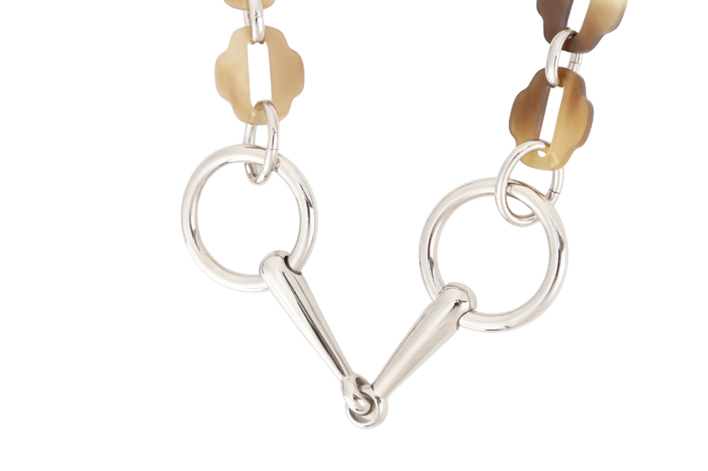 HERMES BUFFALO HORN AND LACQUER NECKLACE WITH BOX