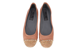 CESARE PACIOTTI ORANGE LEATHER GOLD SPIKES BALLERINA FLATS SIZE 39