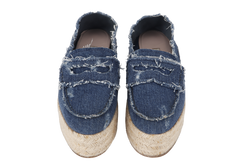 MIU MIU BLUE DENIM EMBELISHED PLATFORM ESPADRILLES 36.5