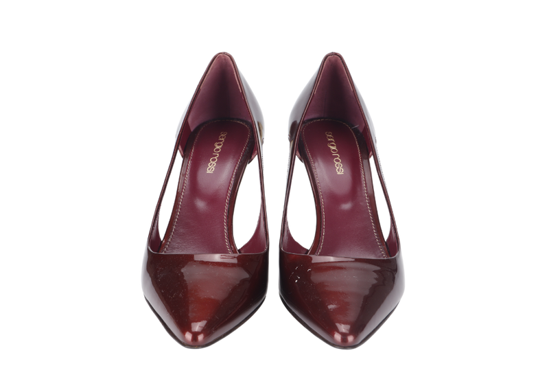 SERGIO ROSSI HEELS MAROON PATENT LEATHER SIZE 38