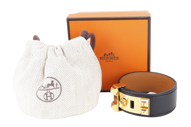 HERMES CDC 24 BLACK MADAME LEATHER GOLD HARDWARE STAMP U (YEAR 2022) WITH DUST COVER AND BOX