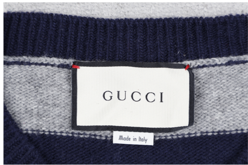 GUCCI UFO LOVED KNIT SWEATER BLUE GREY STRIPED