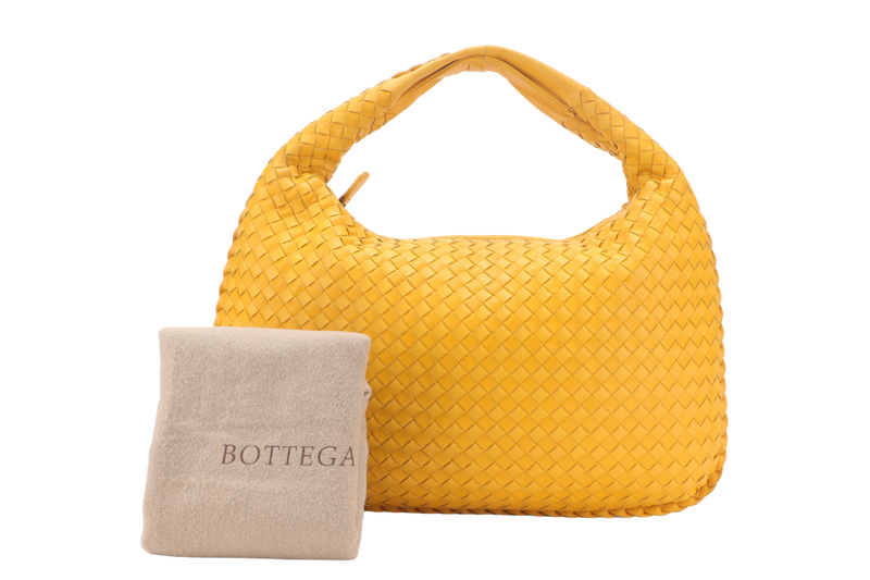 BOTTEGA VENETA YELLOW INTRECCIATO HOBO BAG WITH DUST COVER
