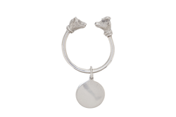 TIFFANY & CO 9.25 SILVER BEAR & BULL KEY RING WITH ENGRAVED TAG, NO DUST COVER, NO BOX