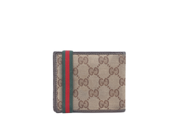 GUCCI GG 152621 BI FOLD WALLET BROWN CANVAS WITH BOX