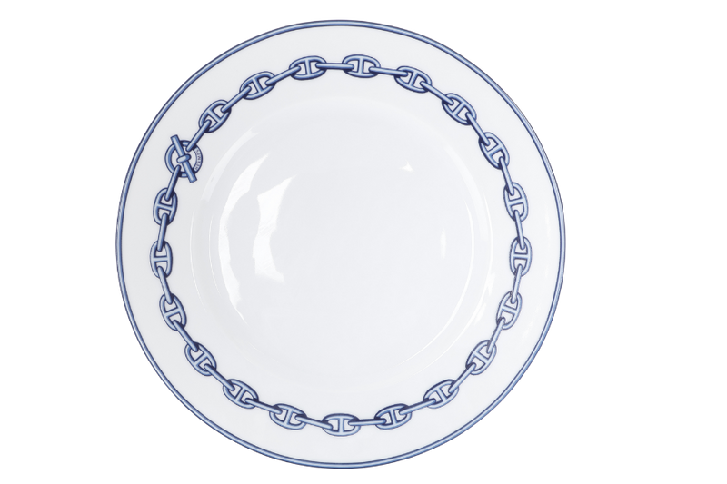 HERMES CHAINE D'ANCRE PORCELAIN PLATE WITH BOX