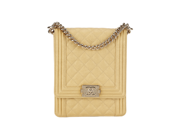 CHANEL VERTICAL BOY (2774xxxx)GOLD CAVIAR GOLD HARDWARE WITH CARD AND DUST COVER